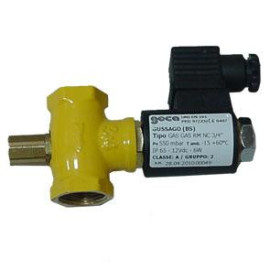 Electroválvula 1/2'' normalmente fechada, rearme manual 0,5 bar, 12 V Geca