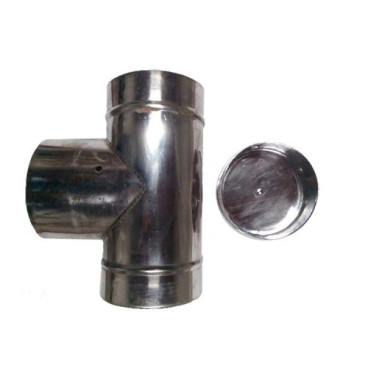 Tê com tampão 80 mm para inox exaustão