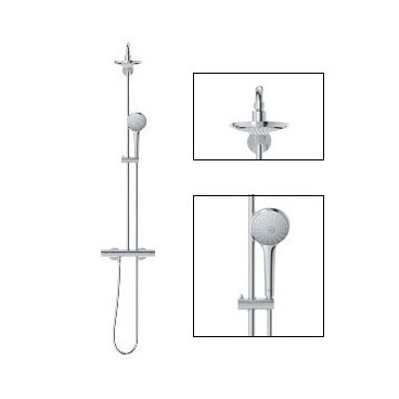 Sistema de duche com misturadora termostática e chuveiro 180mm Euphoria, Grohe 27296001