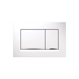 Placa de comando Sigma20 quadrada, dupla descarga, branca e faixa cromada, Geberit 115.883.KJ.1