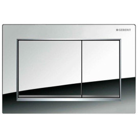 Placa de comando Sigma20 quadrada, dupla descarga cromado brilhante e faixa cromado mate, Geberit 115.883.KH.1