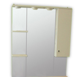 Espelho com 80 cm Clio branco com módulo e prateleira 