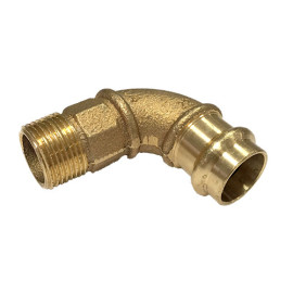 Joelho macho 15 mm x 1/2'' de prensar para tubo de cobre