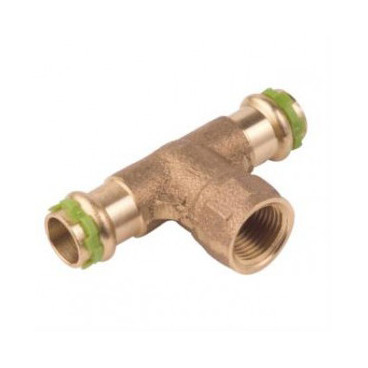 Tê fêmea 22 mm x 3/4'' x 22 de prensar para tubo de cobre