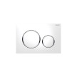 Placa de comando Sigma20 redonda, dupla descarga, lacado branco mate, easy-to-clean e anéis cromados, Geberit 115.882.JT.1