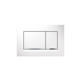 Placa de comando Sigma20 quadrada, dupla descarga, lacado branco mate, easy-to-clean e faixa cromada, Geberit 115.883.JT.1