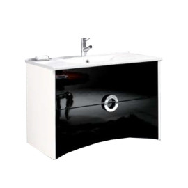 Móvel Giani com 80 cm branco, gavetas em preto, suspenso lacado (lavatório e torneira não inlcuídos)