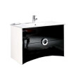 Móvel Giani com 100 cm branco, gavetas em preto, suspenso lacado (lavatório e torneira não inlcuídos)
