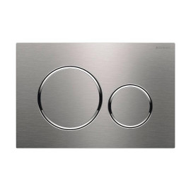Placa de comando Sigma20 redonda, dupla descarga, escovado, easy-to-clean aparafusável e anéis polidos, Geberit 115.889.SN.1