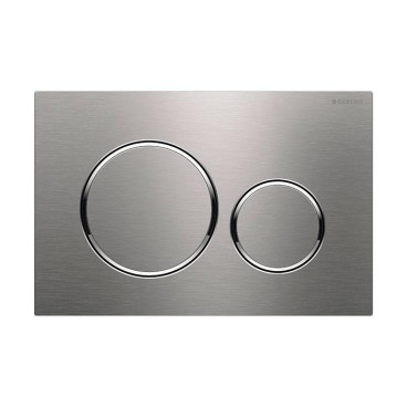 Placa de comando Sigma20 redonda, dupla descarga, escovado, easy-to-clean aparafusável e anéis polidos, Geberit 115.889.SN.1