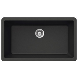 Cuba COMPOSITE 84B preto, 838x469 mm, polido, com válvula e sifão incluídos, Rodi