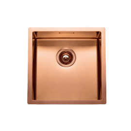 Cuba BOX LUX 40 cobre, aplicação superior, 450x450 mm, com válvula e sifão incluídos, Rodi G08N1AC10623A0C