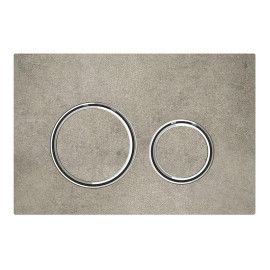 Placa de comando Sigma50 redonda, dupla descarga, aspeto betão e anéis cromados, Geberit 115.884.JV.1