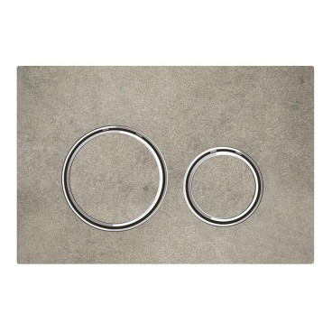 Placa de comando Sigma50 redonda, dupla descarga, aspeto betão e anéis cromados, Geberit 115.884.JV.1