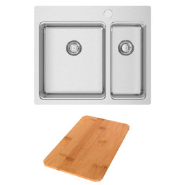 Lava-louça UNA 56, 595x505 mm, polido, com tábua Una, válvula e sifão incluídos, Rodi G18U8LLX0878AC