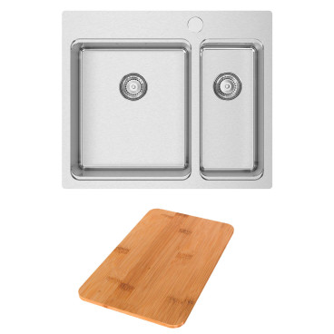 Lava-louça UNA 56, 595x505 mm, polido, com tábua Una, válvula e sifão incluídos, Rodi G18U8LLX0878AC