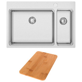 Lava-louça UNA 72, 755x505 mm, polido, com tábua Una, válvula e sifão incluídos, Rodi G18U8L8X0878AC