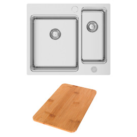 Lava-louça UNA REVERSE 60, 590x505 mm, polido, com tábua Una, válvula e sifão incluídos, Rodi I18U8LKX0878AD