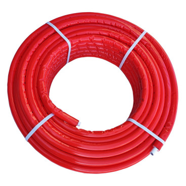 Tubo multicamada 16 x 2,0 mm com isolamento vermelho (10 mm), em rolo, Tuboflux