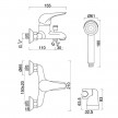 Monocomando de banheira com chuveiro Basiq W7, WBASIQ003