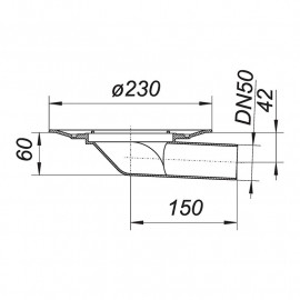 Base para impermeabilização e saída horizontal para terraços DN50 mm Série 10, Dallmer 830029