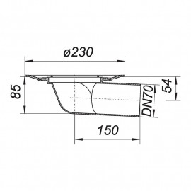 Base para impermeabilização e saída horizontal para terraços DN70 mm Série 10, Dallmer 830043