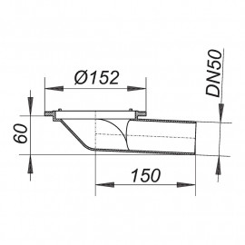 Base saída horizontal para terraços DN50 mm Série 10, Dallmer 830326