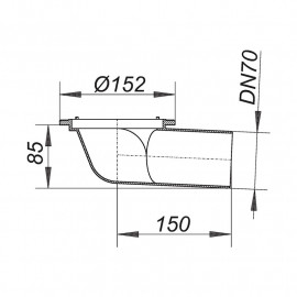 Base saída horizontal para terraços DN70 mm Série 10, Dallmer 830340