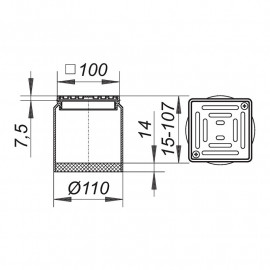 Grelha 10 x 10 cm EN10, grelha inox aparafusada e aro de ABS, Dallmer 510044