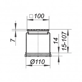 Grelha 10 x 10 cm EC10, grelha e aro em inox, Dallmer 510013