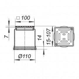 Grelha 10 x 10 cm ECN10, grelha e aro de inox, aparafusada, Dallmer 510082