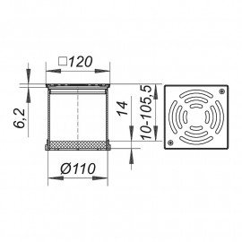 Grelha 12 x 12 cm EN12, grelha e aro de inox, aparafusada, Dallmer 510327