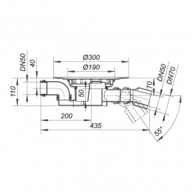 Sifão chão 1 entrada e 1 saída DN50/70 mm, Dallmer 551054