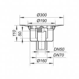 Sifão chão saída vertical DN50/70 mm, Dallmer 611055