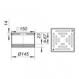 Conjunto grelha 15 x 15 cm KEN15, grelha inox aparafusada e aro de plástico, Dallmer 500229