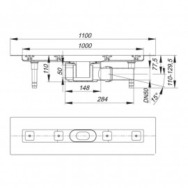 Canal de chão CeraLine 1000 mm, Dallmer 520067