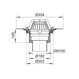 Ralo pinha isolada vertical DN100 mm, Dallmer 621061