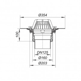 Ralo pinha isolada vertical DN125 mm, Dallmer 621085