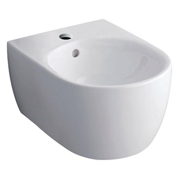 Bidé suspenso iCon com forma fechada T»53cm, furo de nível visível, branco, Geberit 501.898.00.1