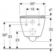 Conjunto de sanita suspensa de fundo profundo Smyle Square, forma fechada, Rimfree, com tampo de sanita, forma de sanduíche bra