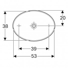 Lavatório de pousar VariForm oval B»55cm, T»40cm, sem furo de nível e de torneira, branco, Geberit 500.771.01.2