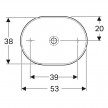 Lavatório de pousar VariForm elíptico B»55cm, T»40cm, sem furo de nível e de torneira, branco, Geberit 500.774.01.2