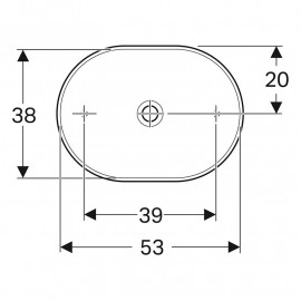 Lavatório de pousar VariForm elíptico B»55cm, T»40cm, sem furo de nível e de torneira, branco, Geberit 500.774.01.2