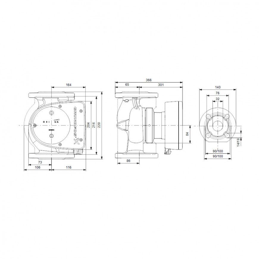 Circulador Magna1 32 120 F 180 PN10 Monof sico 99221285 Grundfos circulador-magna1-32-120-f-180-pn10-monof-sico-99221285-grundfos