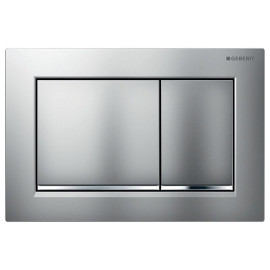 Placa de comando Omega20 quadrada, dupla descarga, cromado mate pintado, easy-to-clean e faixa cromada, Geberit 115.080.JQ.1