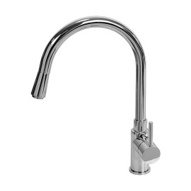 Torneira monocomando de cozinha bica alta curva com chuveiro Dart, W7 WDART005/6