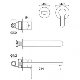 Torneira monocomando de lavatório de encastrar Mitzi W7, WMITZI005