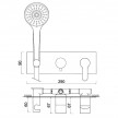 Torneira Monocomando de duche de encastrar com 2 saídas com distribuidor e chuveiro Mitzi W7, WMITZI007/1GO