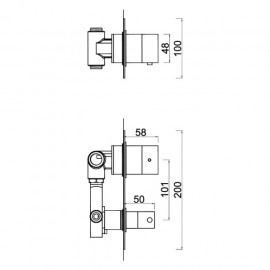 Torneira monocomando de duche de encastrar com 2 saídas com distribuidor Perla W7, WPERLA006