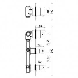 Torneira monocomando de duche de encastrar com 4 saídas Perla W7, WPERLA008GO